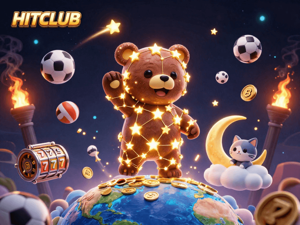 Engage in the thrilling world of HITCLUB with dynamic gaming elements and vibrant 3D visuals.