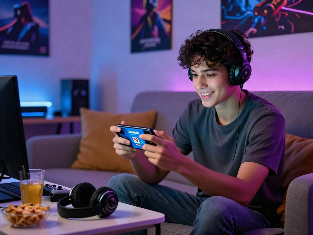 M88 link mobile gaming on smartphone with accessories in cozy environment