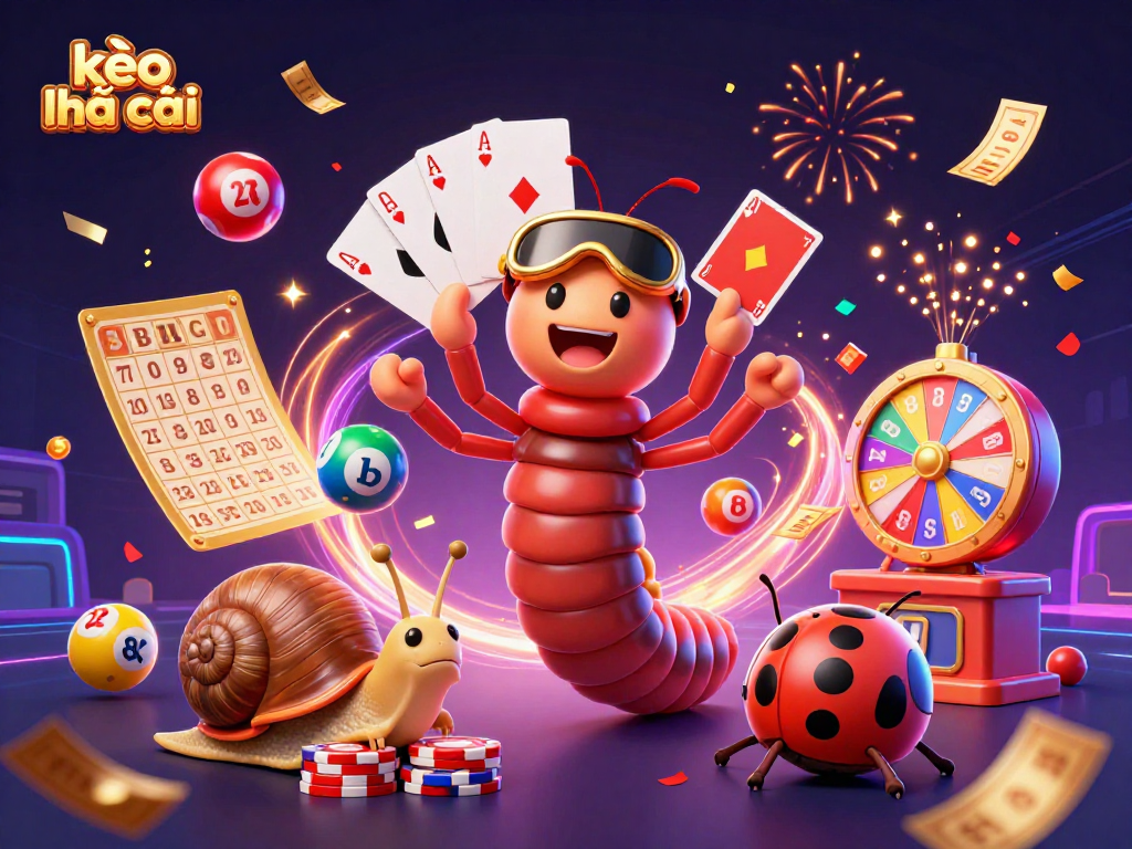 Experience the thrill of kèo nhà cái with dynamic characters and vibrant casino elements in a vivid illustration.