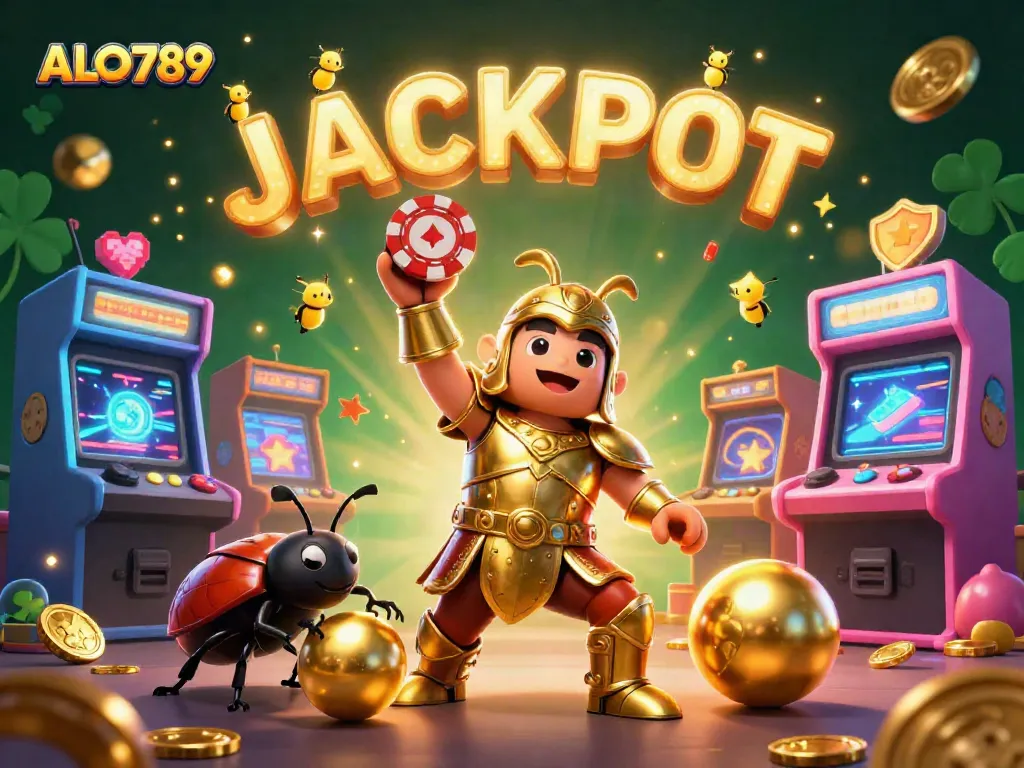 Experience the excitement of ALO789 with vibrant gaming elements and dynamic characters celebrating a jackpot.