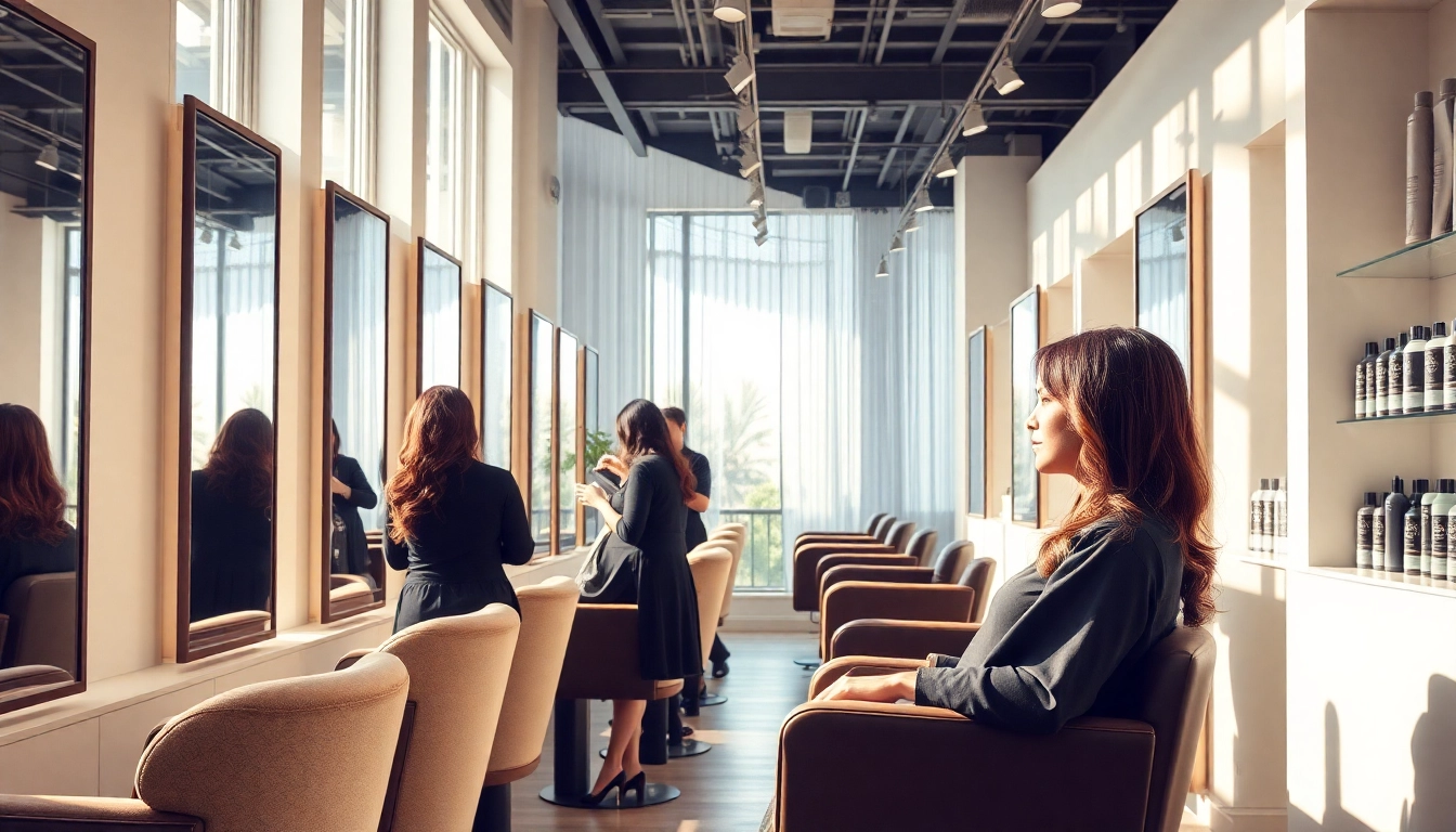 Vibrant salon interior showcasing a perm service at Omnia Salon in San Diego.
