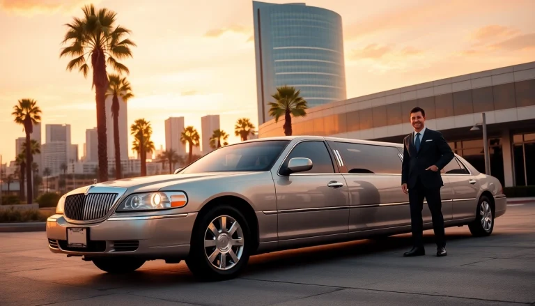 Hollywood Town Car and Limousine showcasing luxury service with professional chauffeur in Los Angeles.
