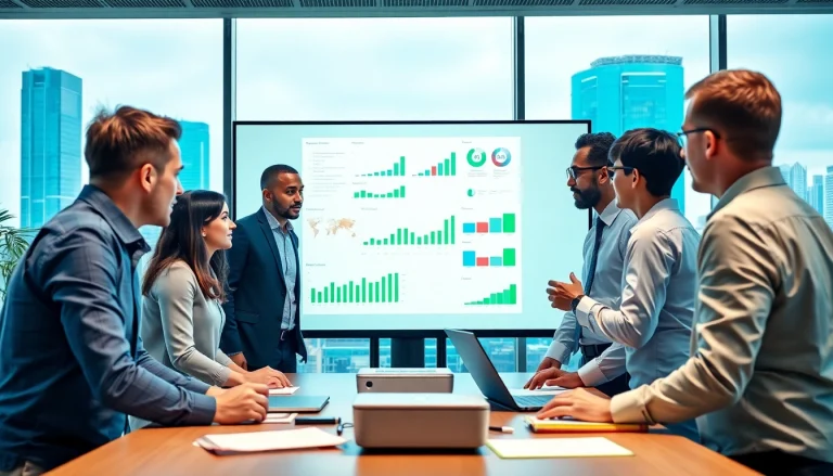 Professionals analyzing Bid No Bid Analysis data in a modern office setting.