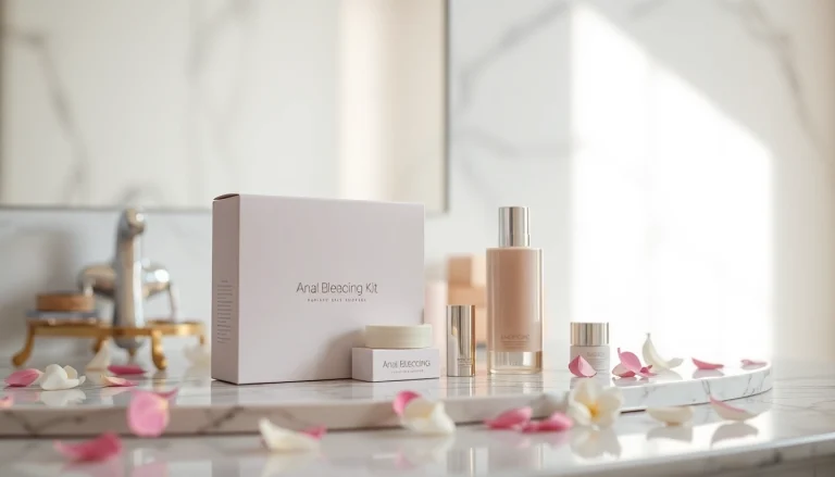 Applying anal bleaching kit with a luxurious setting highlighting beauty and care.