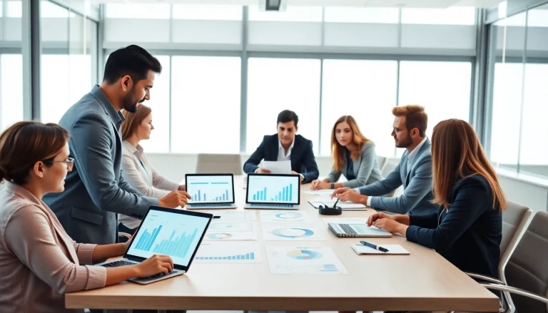 Enhance Contract Management through teamwork in a bright, modern office environment.