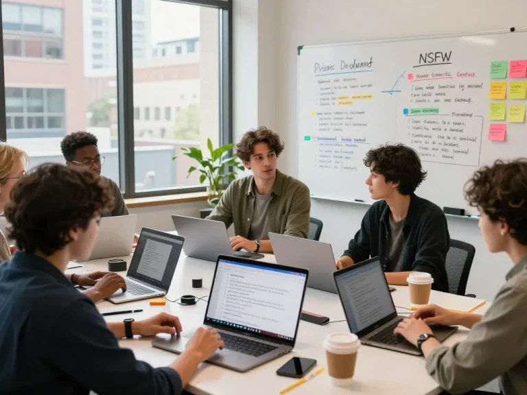 Collaborative workspace on NSFW content management for creators in a dynamic environment.