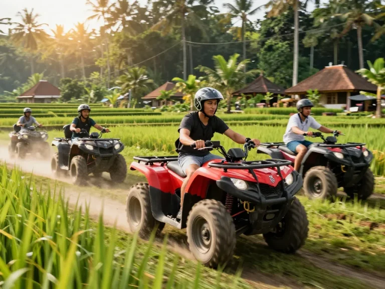 Exciting ATV adventure showcasing best bali tour packages in lush jungle settings