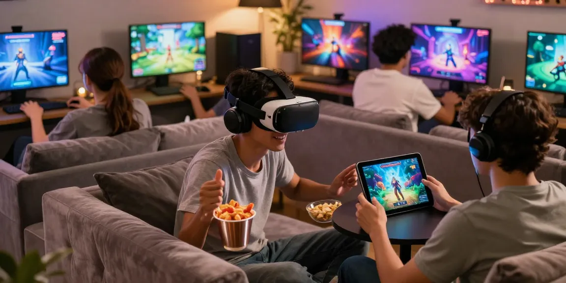 Players engaged in diverse adult games online, showcasing fun and excitement in a modern gaming lounge.