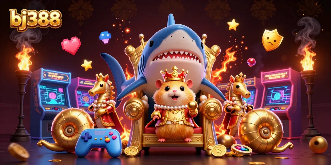 Experience thrilling gambling action with bj388 featuring a fierce hamster king and vibrant game elements in a dynamic scene.