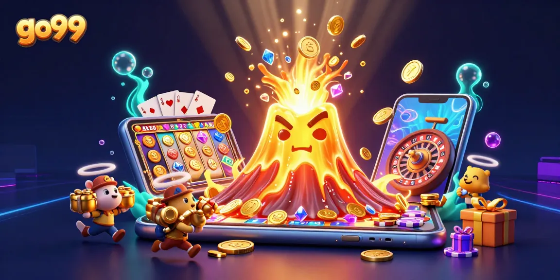 Experience go99 with a triumph of treasures from a golden volcano, vibrant casino elements, and exhilarating gameplay!