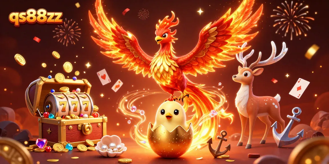 Experience thrilling slots at qs88zz with vibrant phoenix illustration and jackpot excitement.