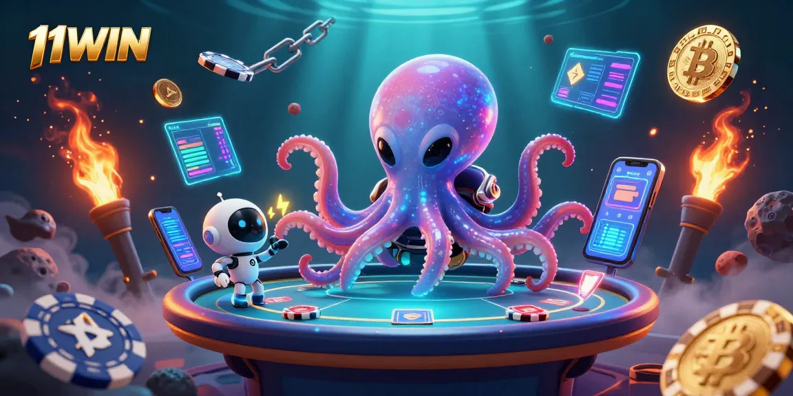 Win big at 11WIN with vibrant 3D alien-themed poker gameplay imagery.