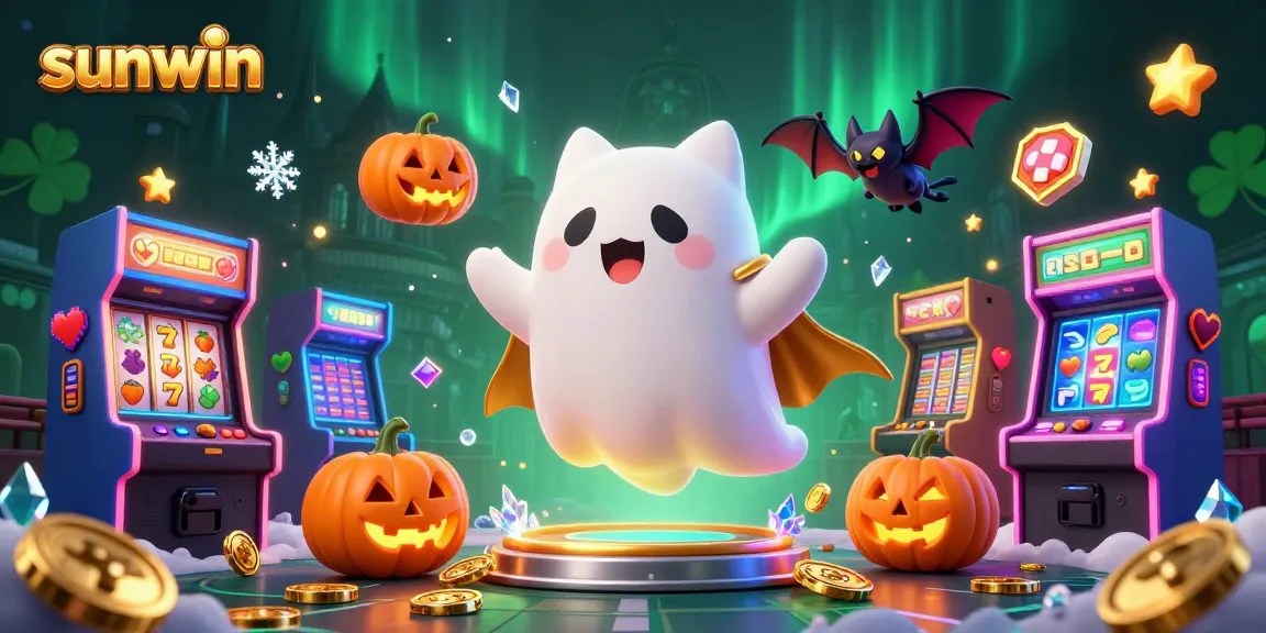 Experience the thrilling atmosphere of sunwin casino with our vibrant haunted illustration.